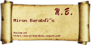 Miron Barabás névjegykártya